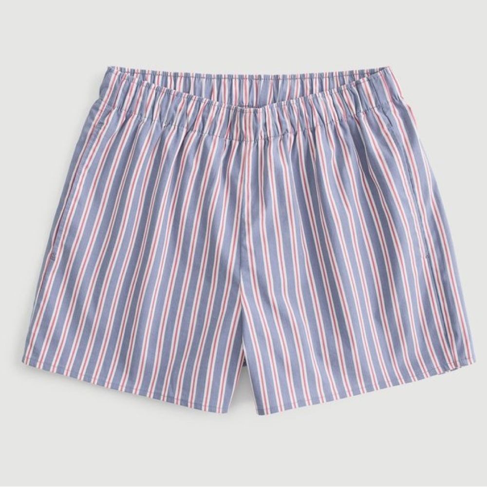 Hollister Blue and Red Striped Boxer Women's Shorts